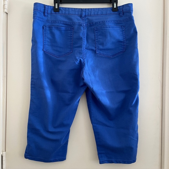 Jaclyn Smith Women SZ 14 Nautical Blue Denim Stretch Coastal Jeans Capri Beach - Picture 2 of 9